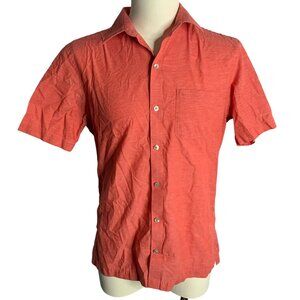 Van Heusen Air Button Up Short Sleeve Shirt S Red Pocket Cotton Blend Collared